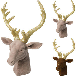 Deco hert 19cm 2ass kleur | 4 stuks