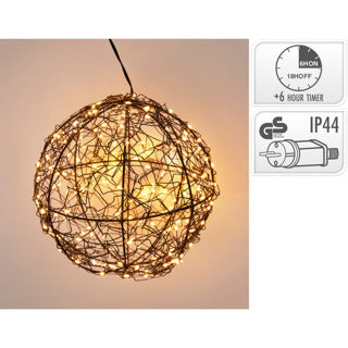 Bal met led zwart metaal 18cm