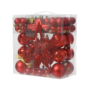 Kaemingk decoris kerstboom decoratie 67-delig rood