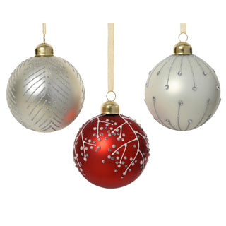 Kerstballen glas 3col assdia8cm | 12 stuks