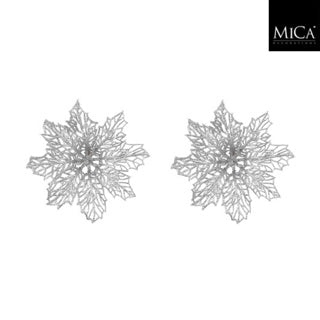 Edelman clip poinsettia zilver 2 stuks - h3xd13,5cm | 4 stuks