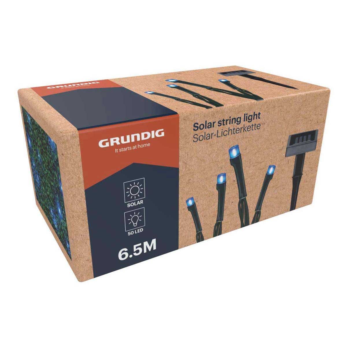 Solar lichtsnoer 50led blauw