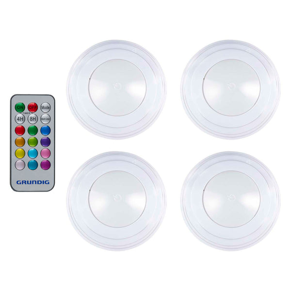 Grundig kleurveranderende draadloze ledlamp, set van 4