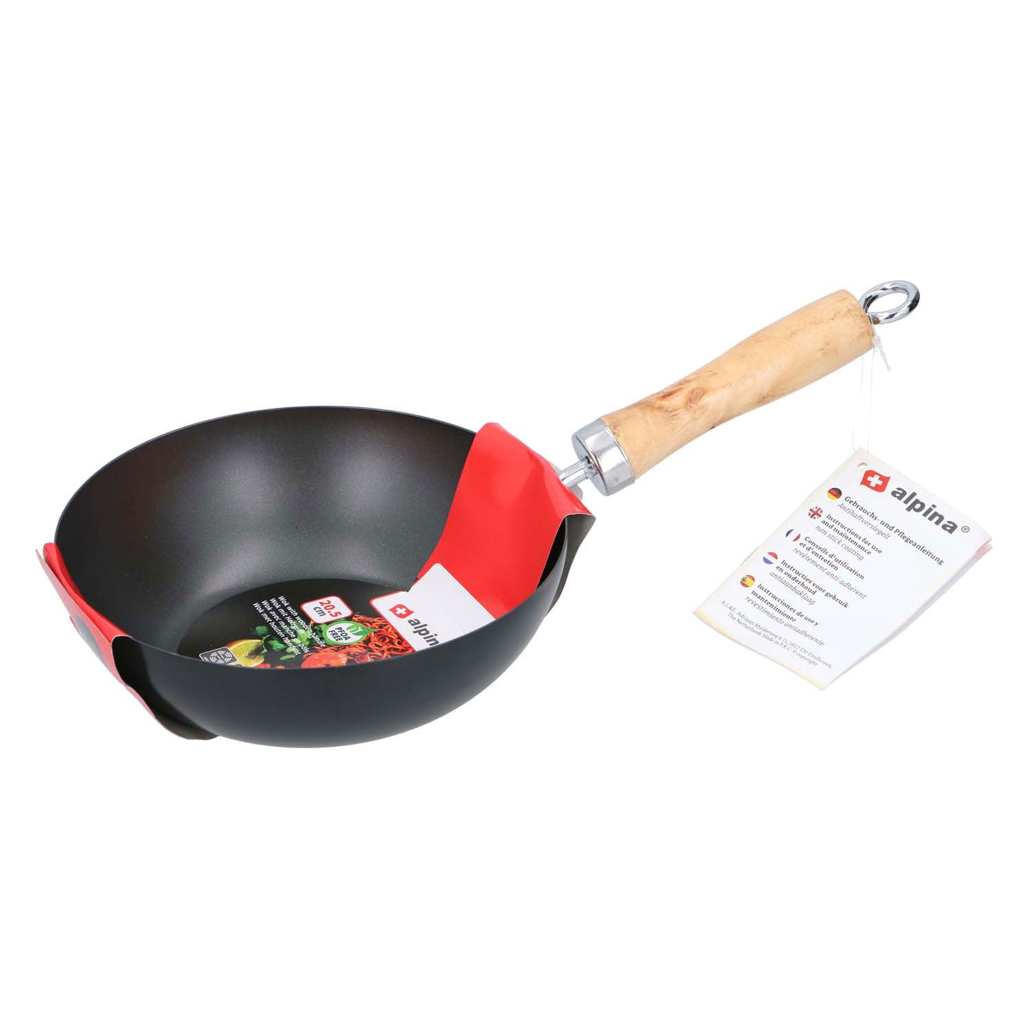 Alpina wokpan houten handvat 20,5x6cm