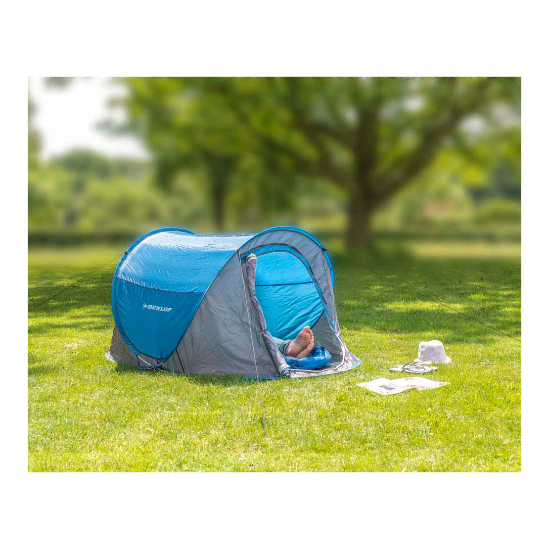 Dunlop pop-up tent voor 2 personen - 255x155x95 cm - snel opzetbaar weerbestendig