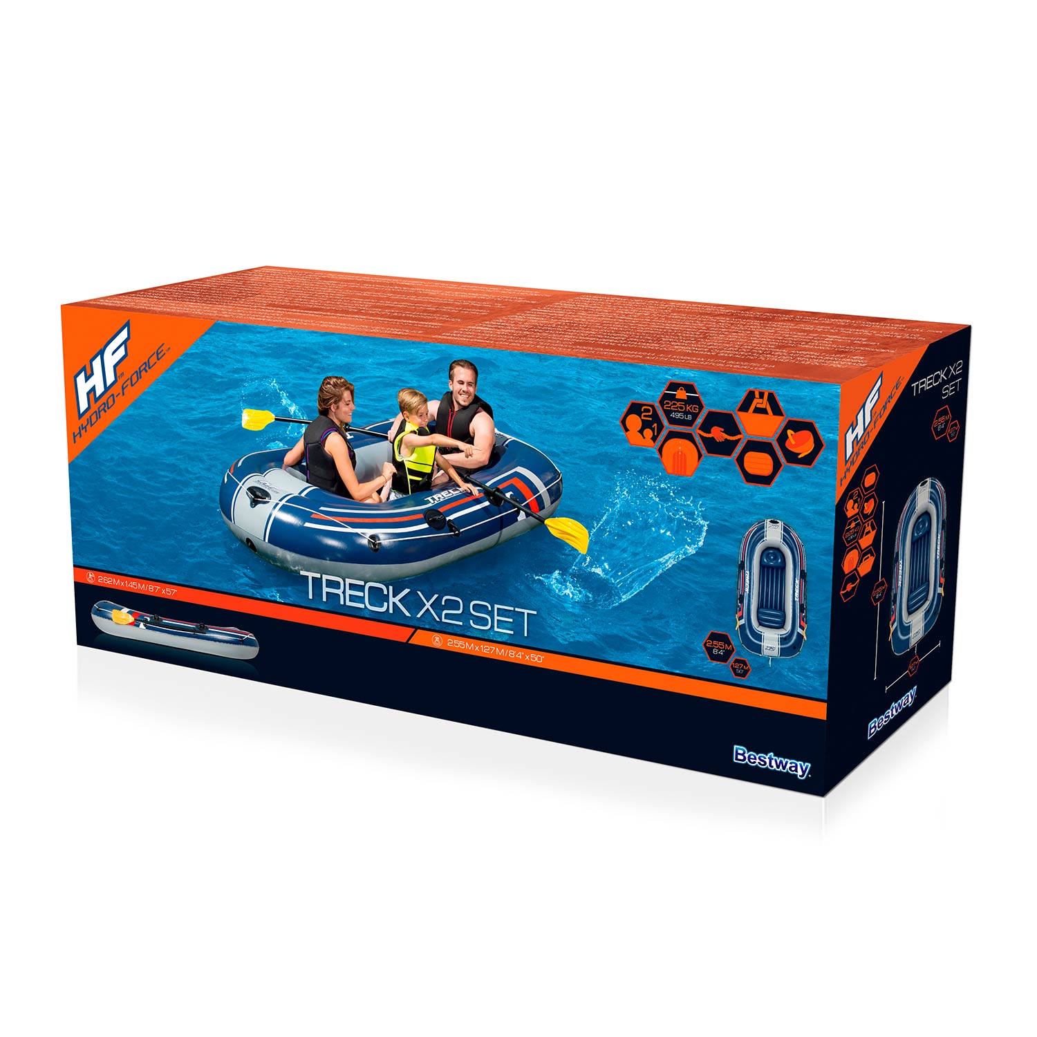 Bestway hydro-force opblaasbootset treck x2 255x127 cm