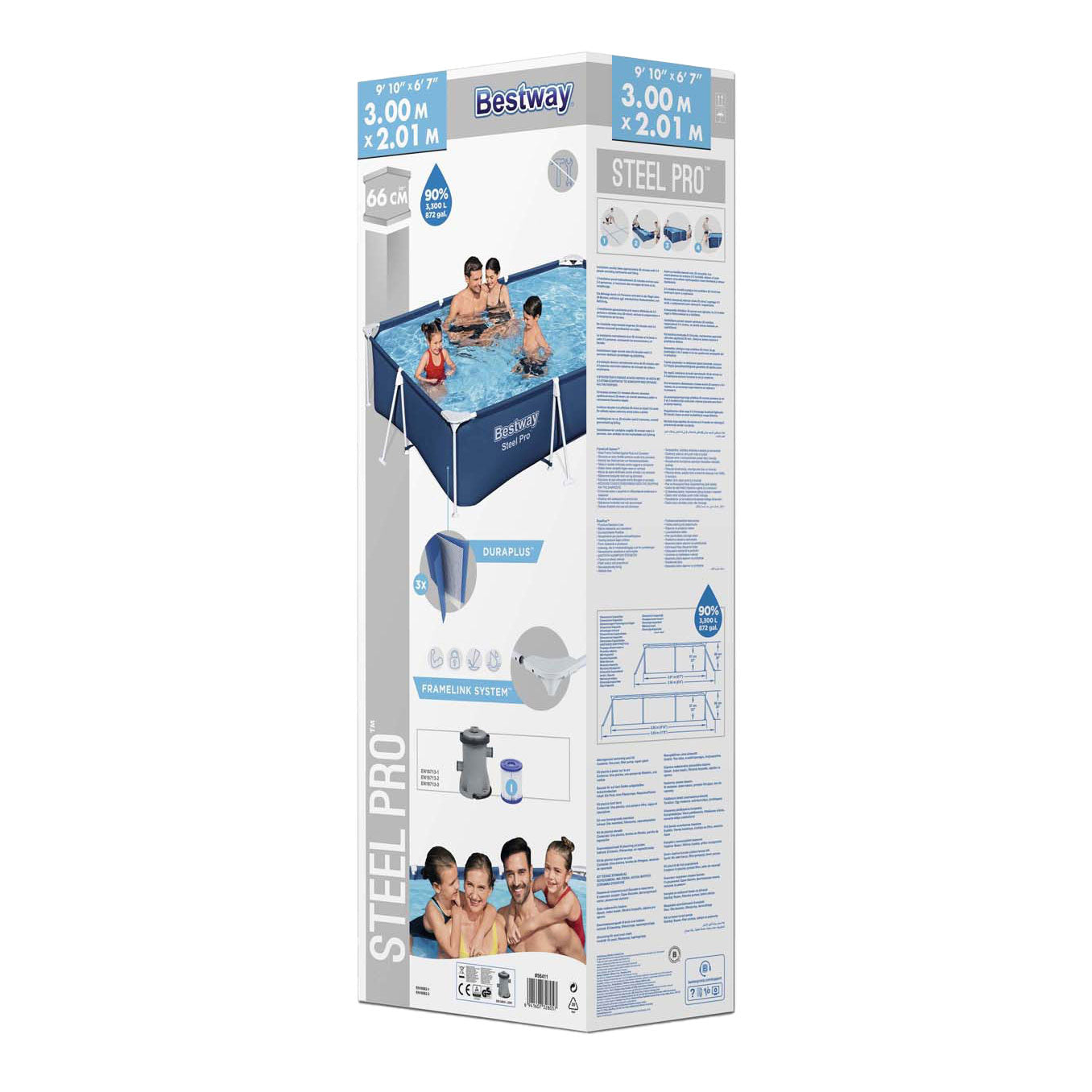 Bestway zwembad steel pro set rechthoek, 300cm