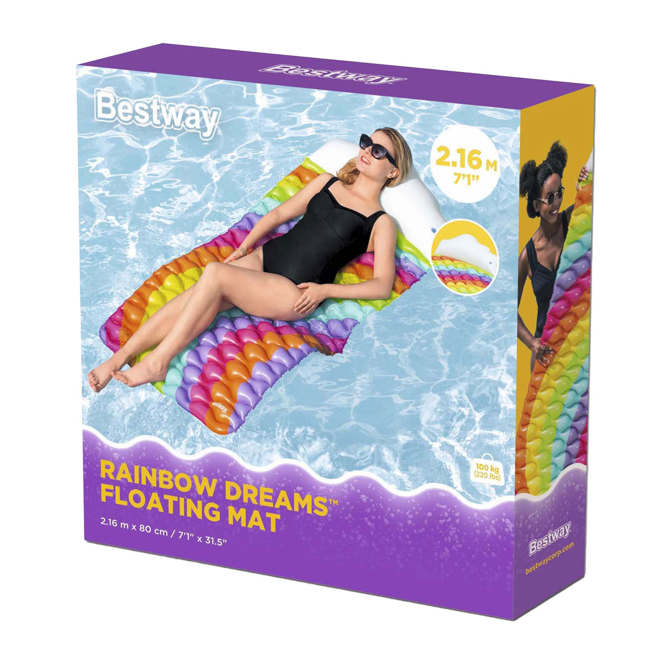 Bestway Rainbow Dreams rijvedemat, 161cm