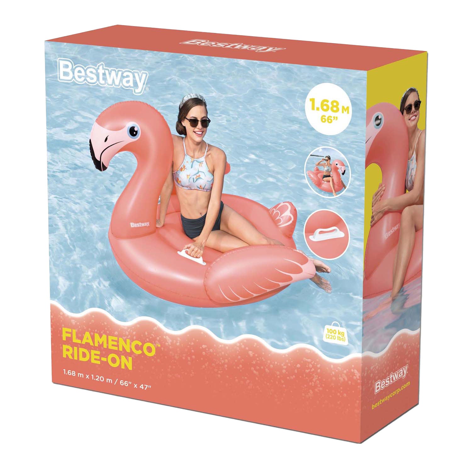 Bestway rider opblaas flamingo, 148cm