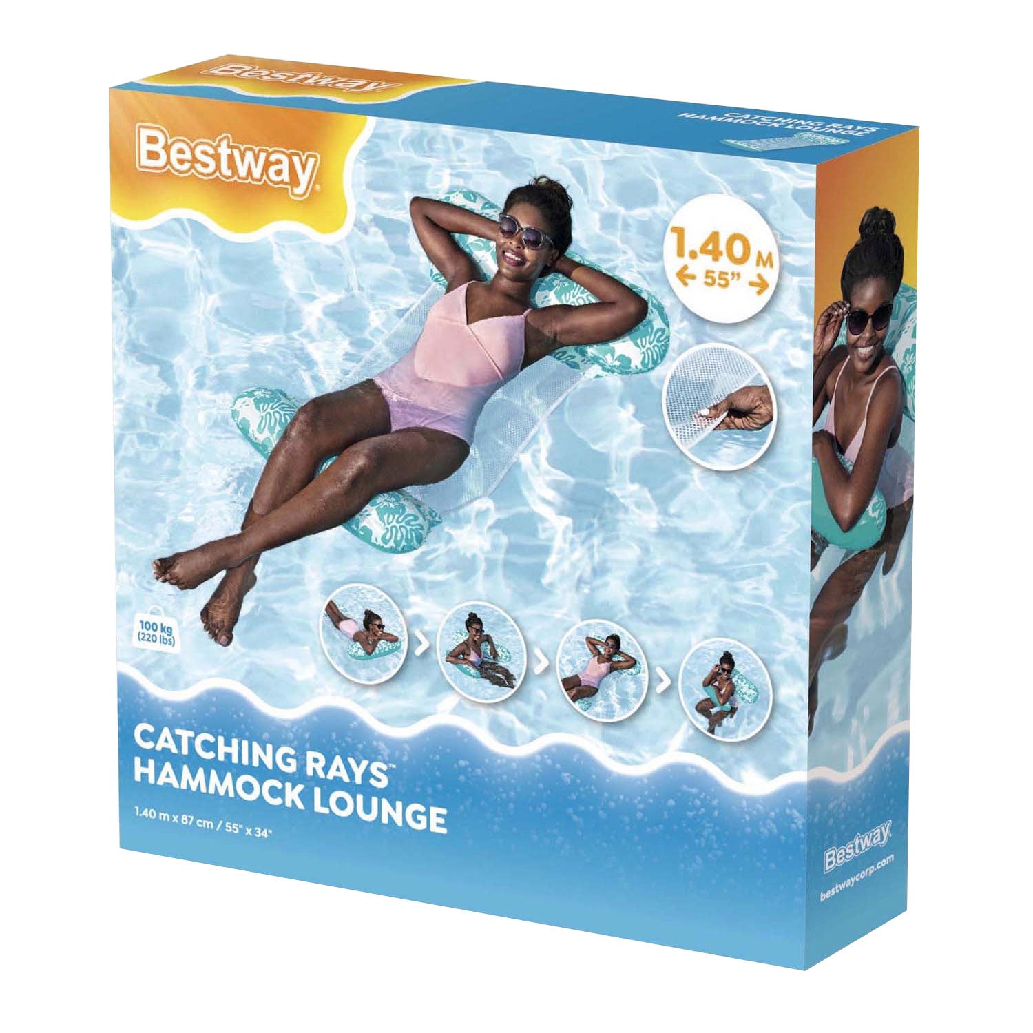 Bestway bloemen luchtbed met netbodem, 114cm