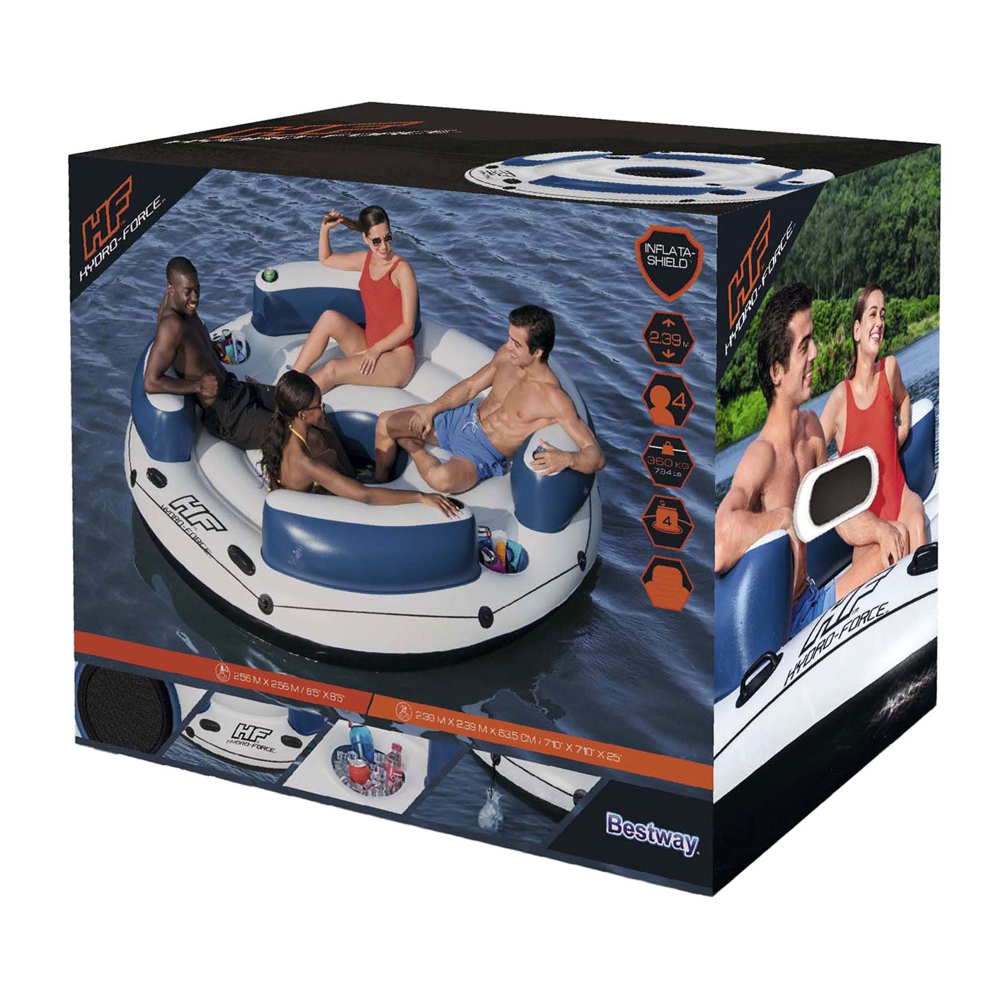 Bestway hydro force lazy dayz island eiland lounge opblaasbaar, 239cm