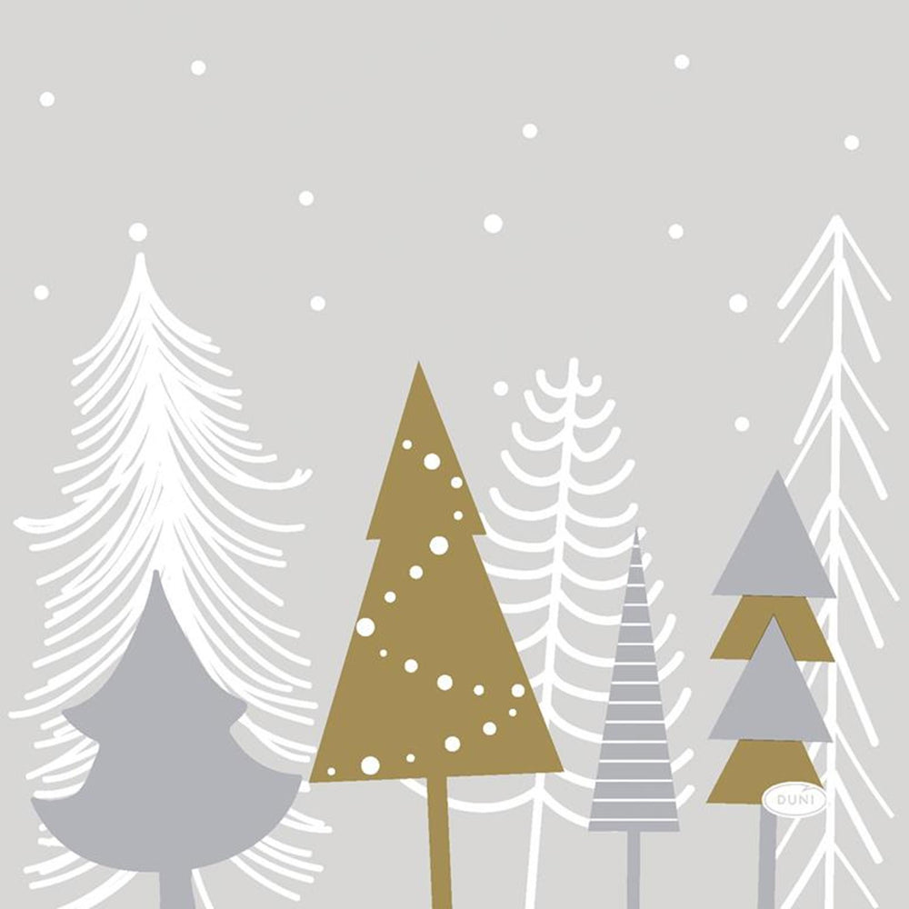 Duni servetten winter trees 33x33cm 3-laags tissue fsc pak a 20 servetten