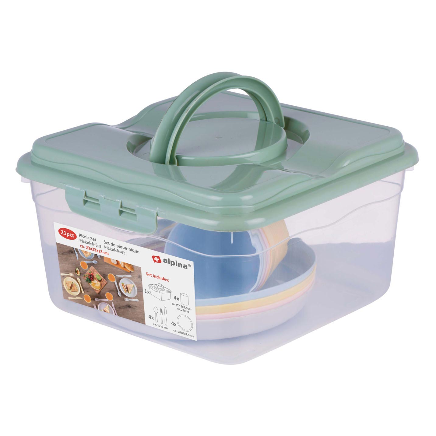 Alpina picknickset in opbergbox, 21dlg.