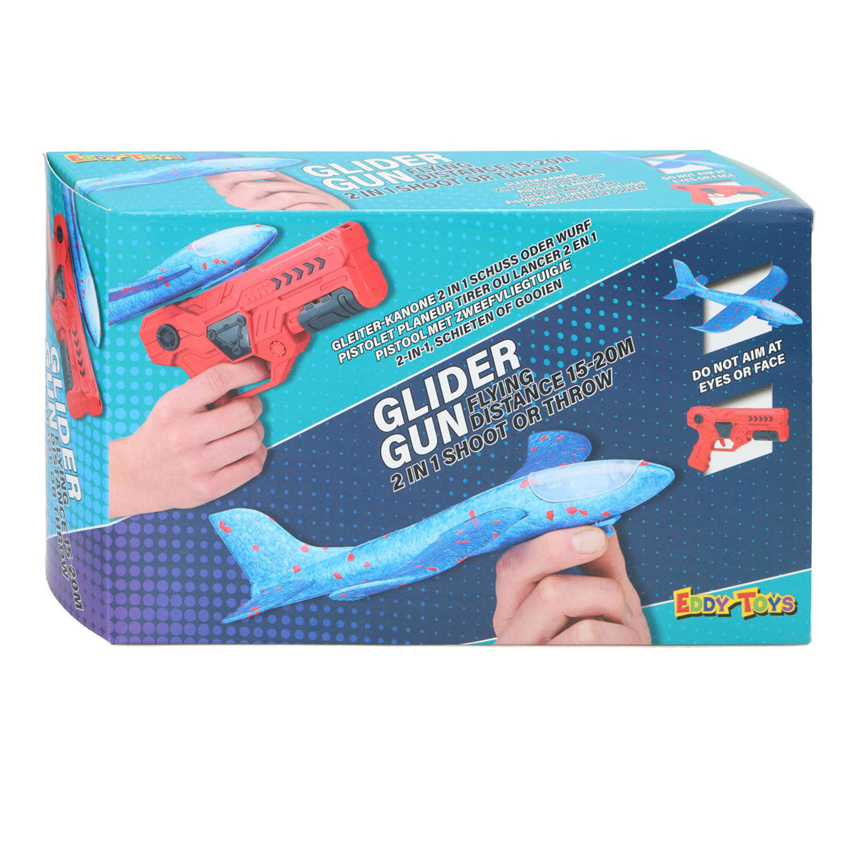 Eddy toys glider gun 2-in-1 - pistool met zweefvliegtuig - launcher speelgoed met glider vliegtuig - speelgoed vliegtuig met lanceerpistool - 1 willekeurige kleur