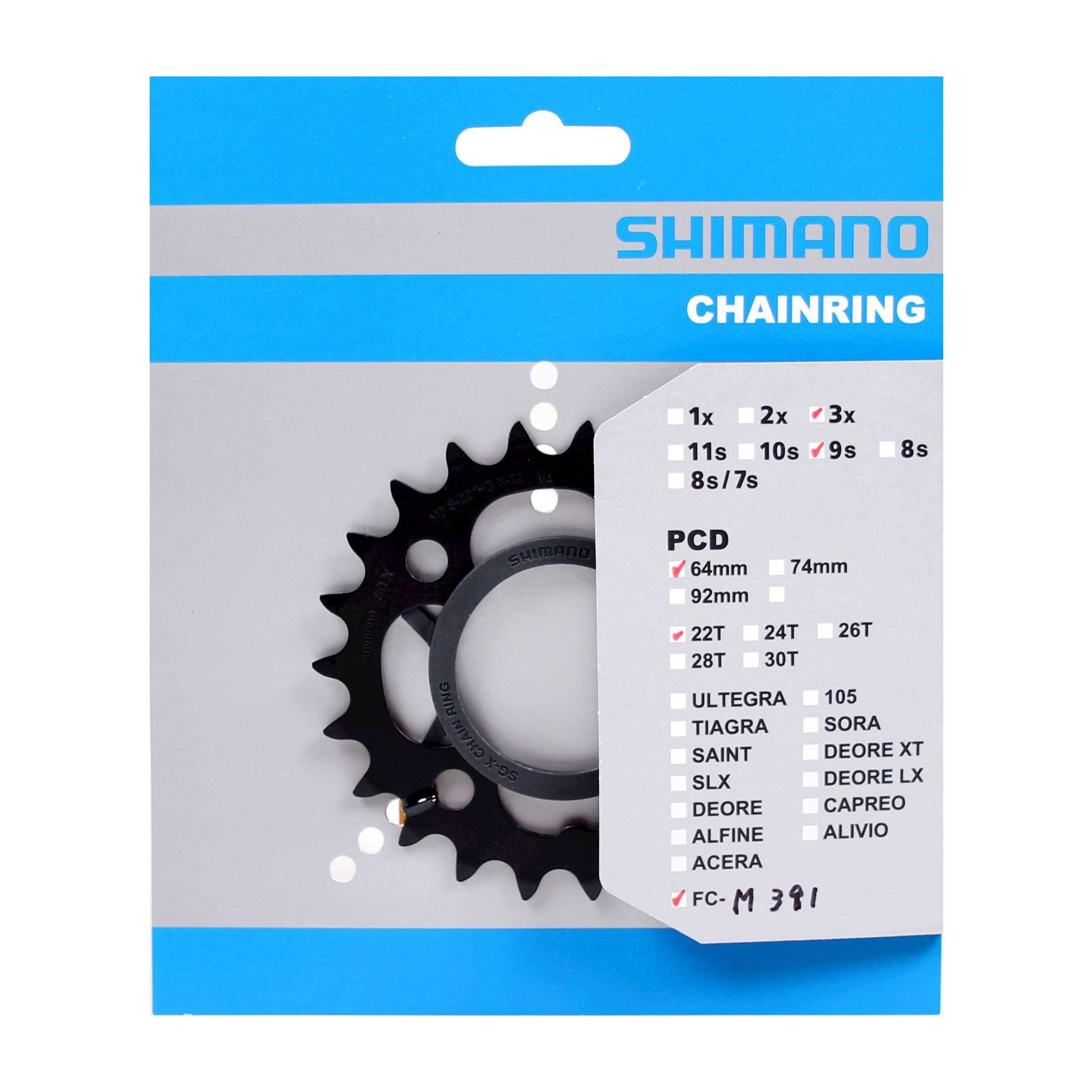 Shimano kettingblad 22t FC-M391 zwart