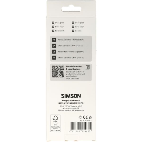 Simson ketting derailleur 5 6 7v ug
