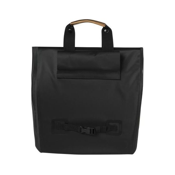 Basil Urban Dry Shopper - waterdichte fietsshopper, vegan leather details, verstelbare sluiting, reflectie, mat zwart