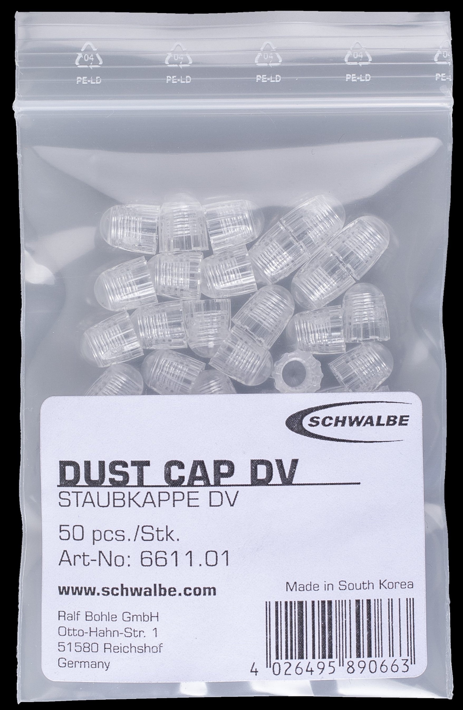 Schwalbe benelux b.v. ventiel stofdop dv transparant ds a 50