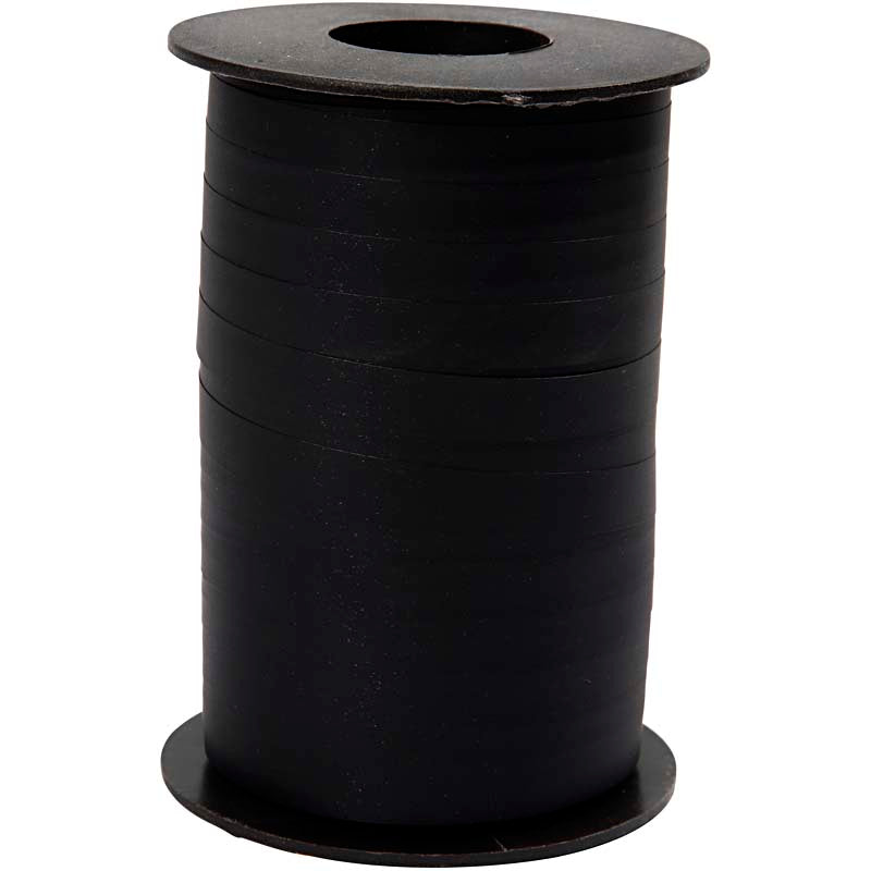 Cadeaulint, b: 10 mm, matt, zwart, 250 m 1 rol