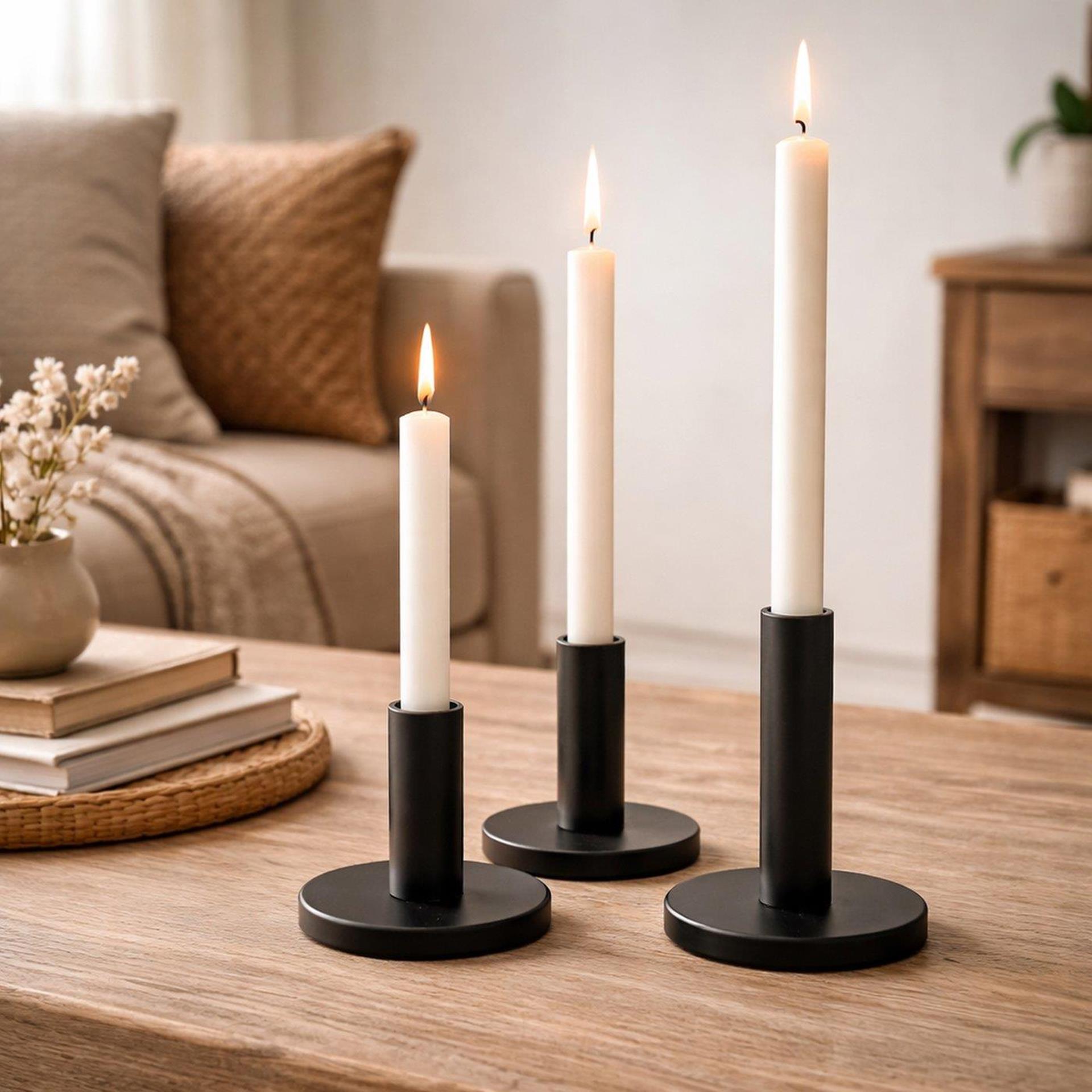 Boltze home kaarsenstandaardset malko 3-delig zwart