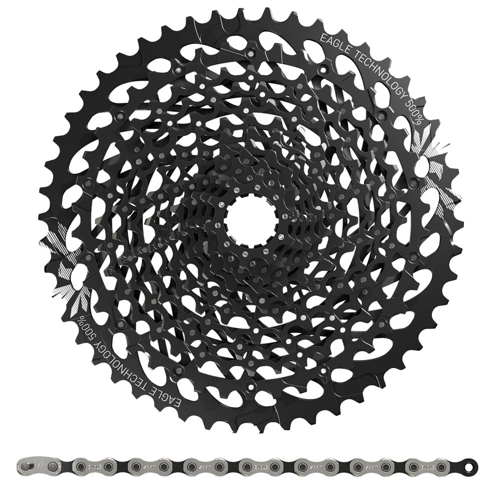 Sram gx eagle xg-1275 cassette + pc gx eagle chain 12-speed wear and tear set
