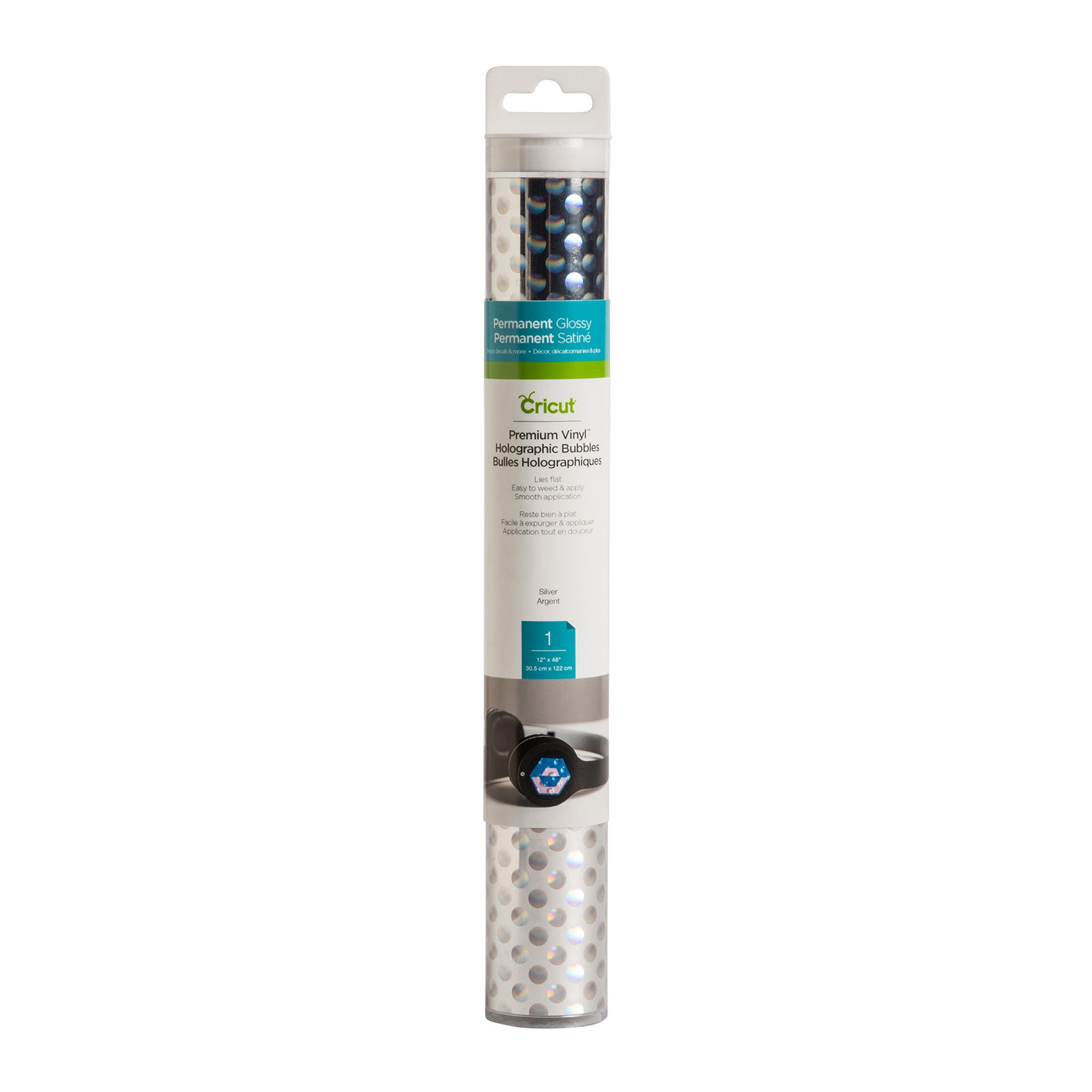 Cricut • premium vinyl holografisch bubbles permanent 30,5x122cm zilver