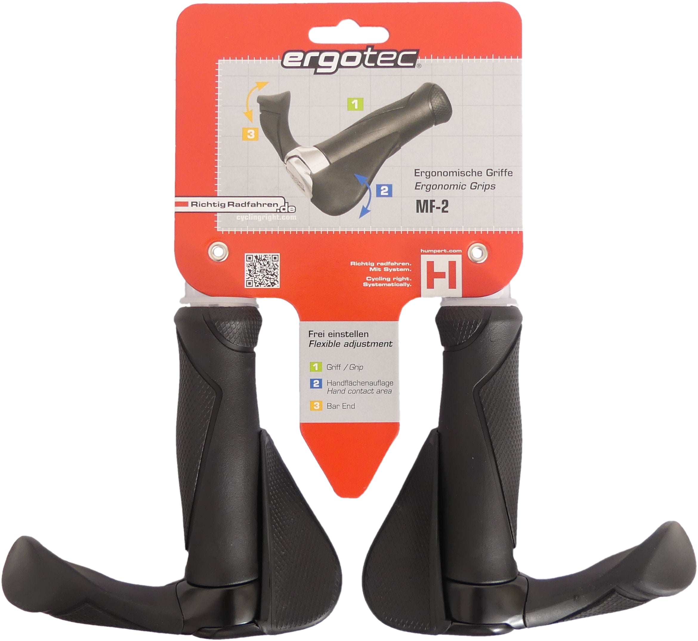 Eerste handvatpaar ergotec mf2 klein kraton aluminium 130+130 mm - zwart