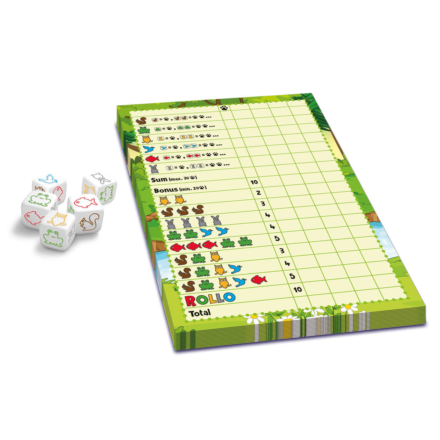 Hutch rollo: yatzee spel - dieren vanaf 4 jaar 2-6 spelers