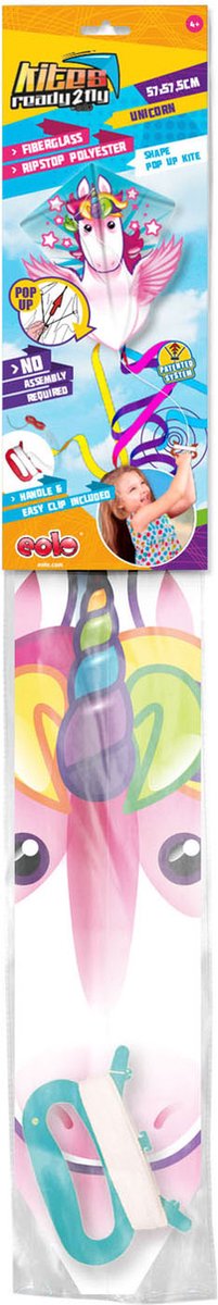 Kites ready 2 fly - pop-up nylon vlieger eenhoorn