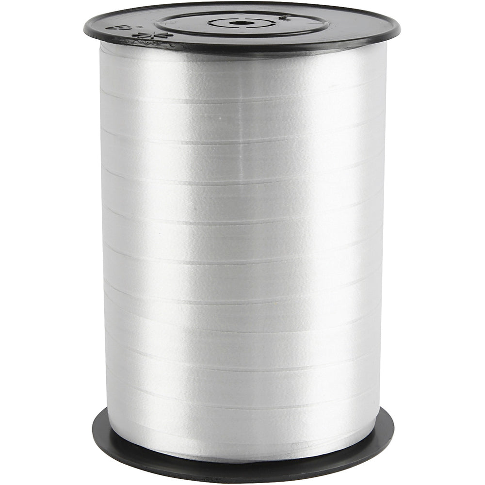 Cadeaulint, b: 10 mm, glossy, zilver, 250 m 1 rol