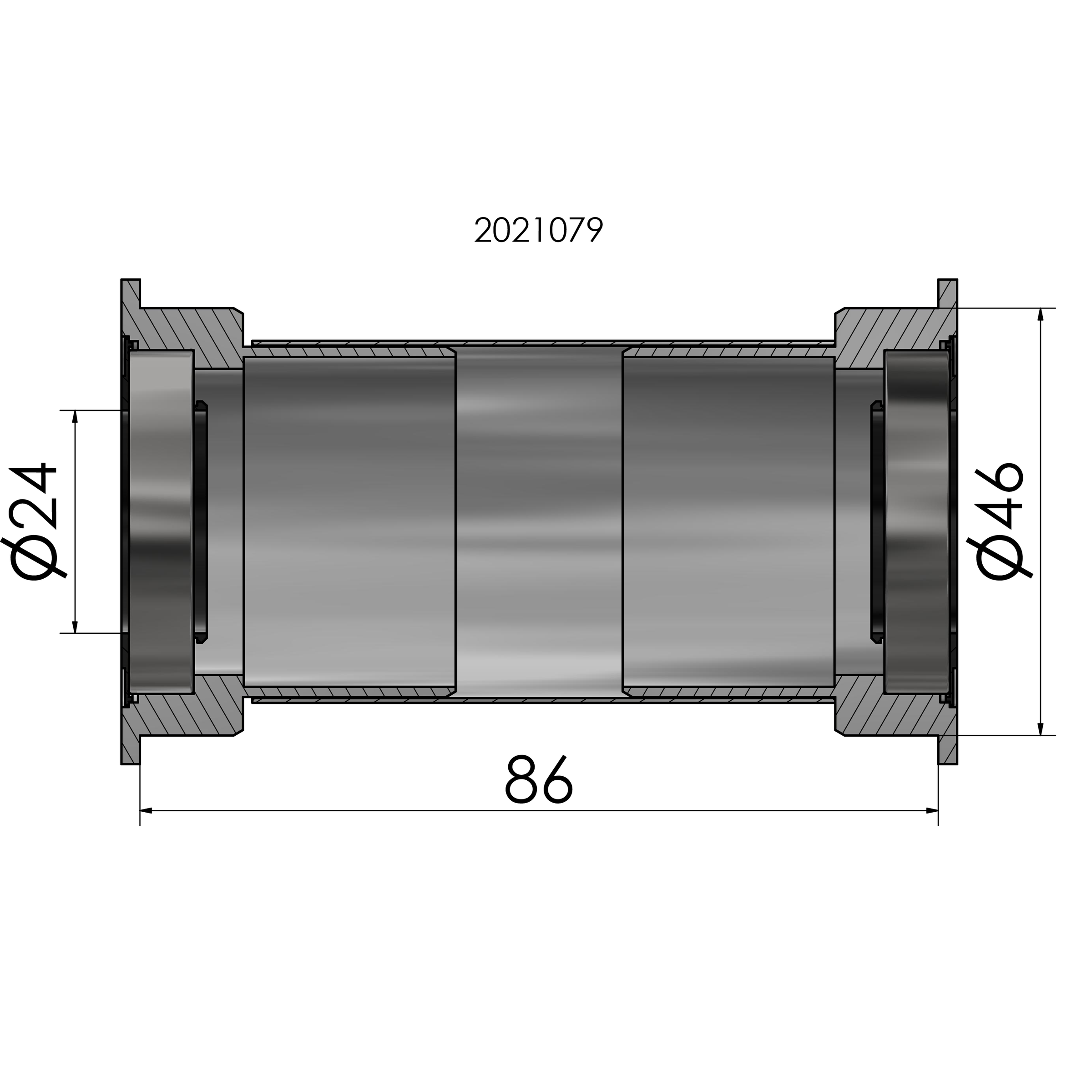 Elvedes trapas adapter Press Fit BB386 Shimano 24mm