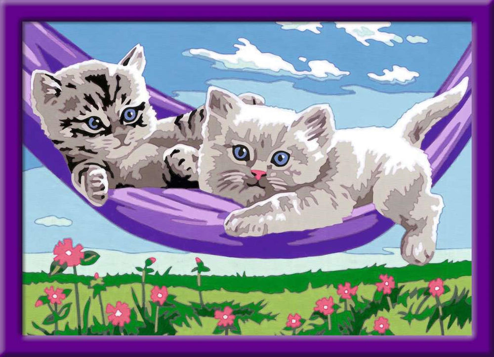 Ravensburger creart schilderen op aantal kittens in hangmat
