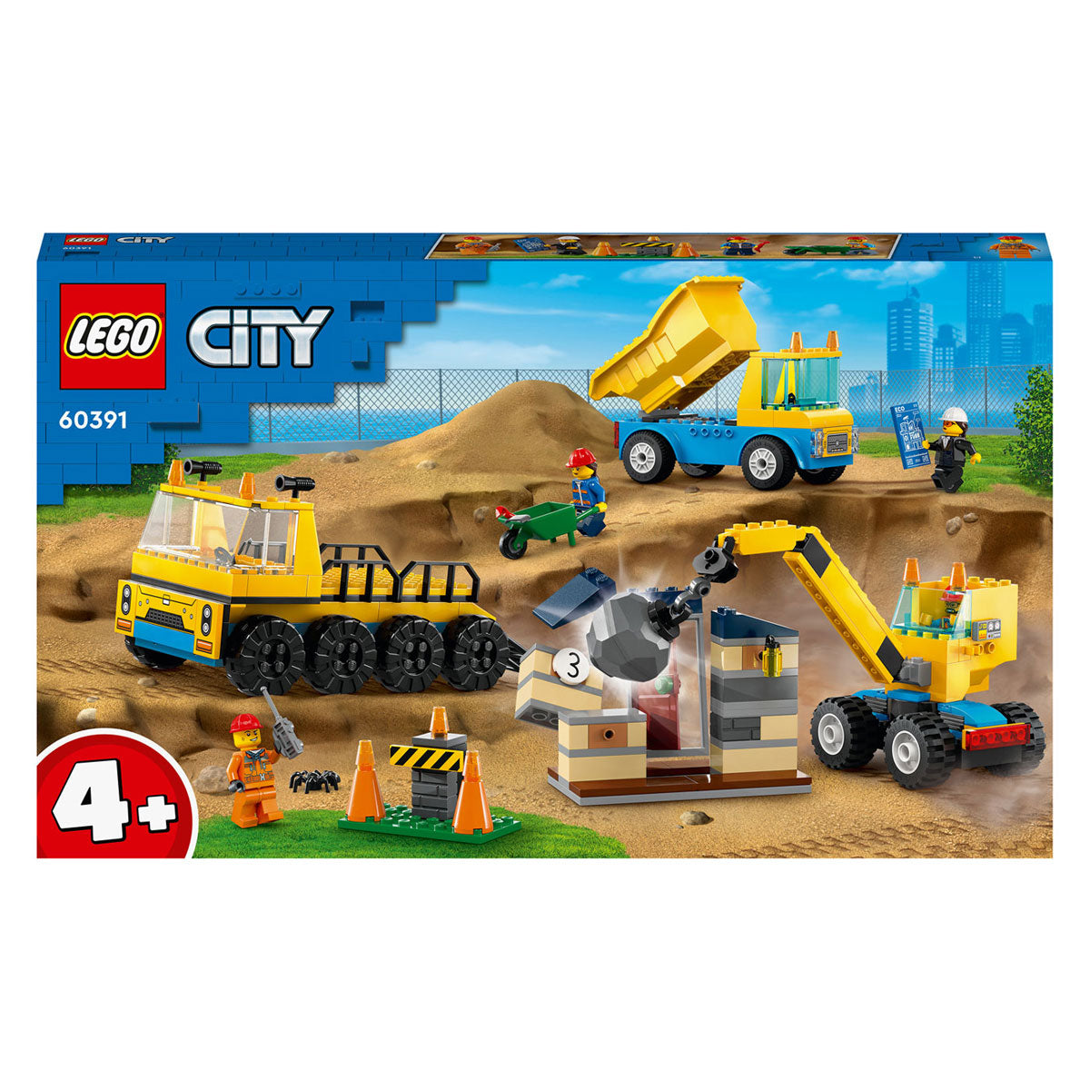 Lego city 60391 kiepwagen, bouwtruck en sloopkraan