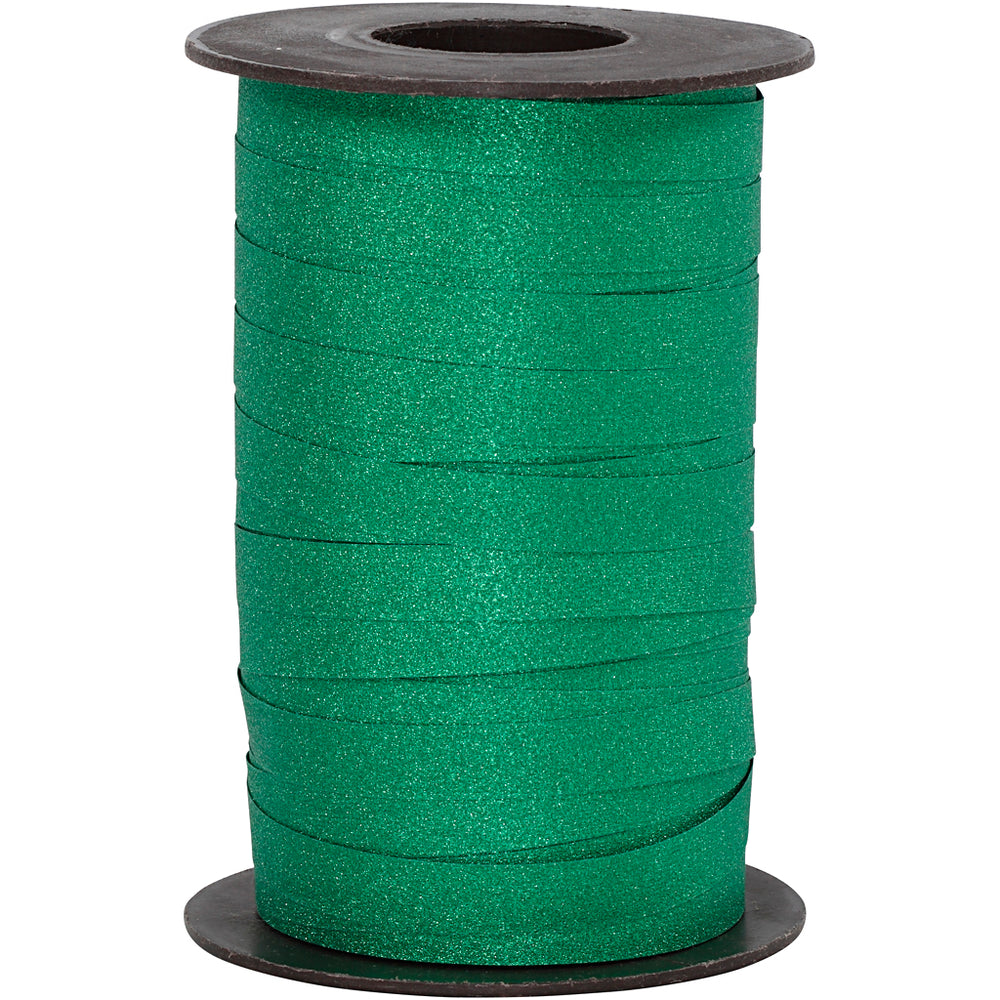 Cadeaulint, b: 10 mm, glitter, groen, 100 m 1 rol