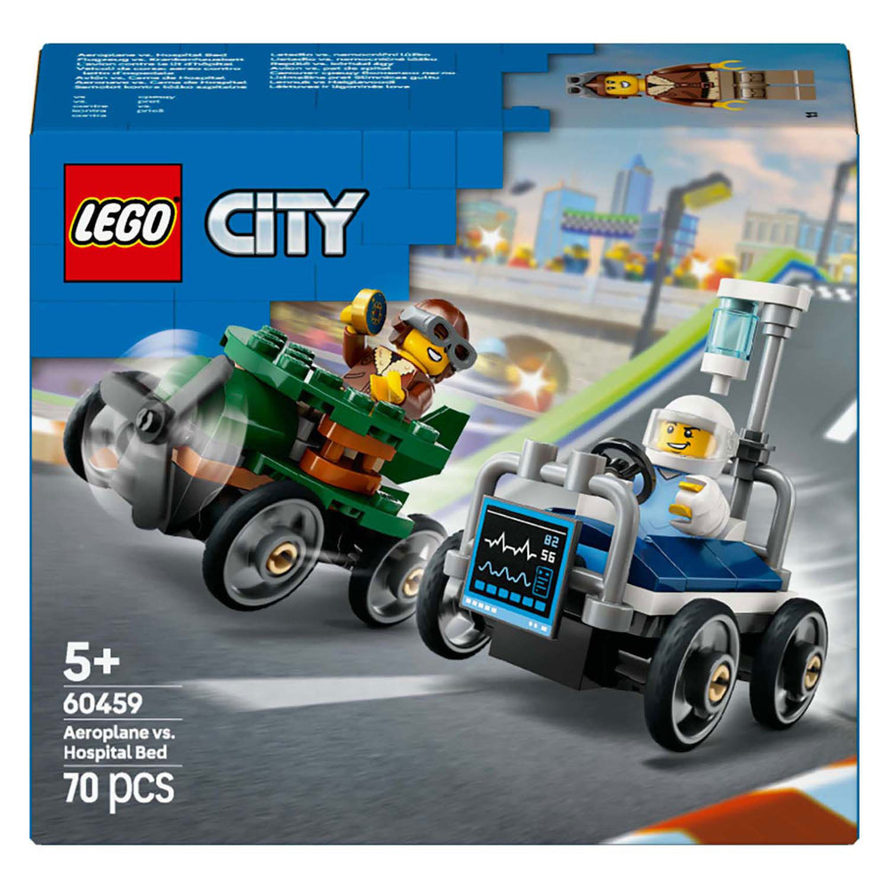 Lego city - raceautopakket: vliegtuig vs. ziekenhuisbed constructiespeelgoed (60459 | zeepkistenraceset)