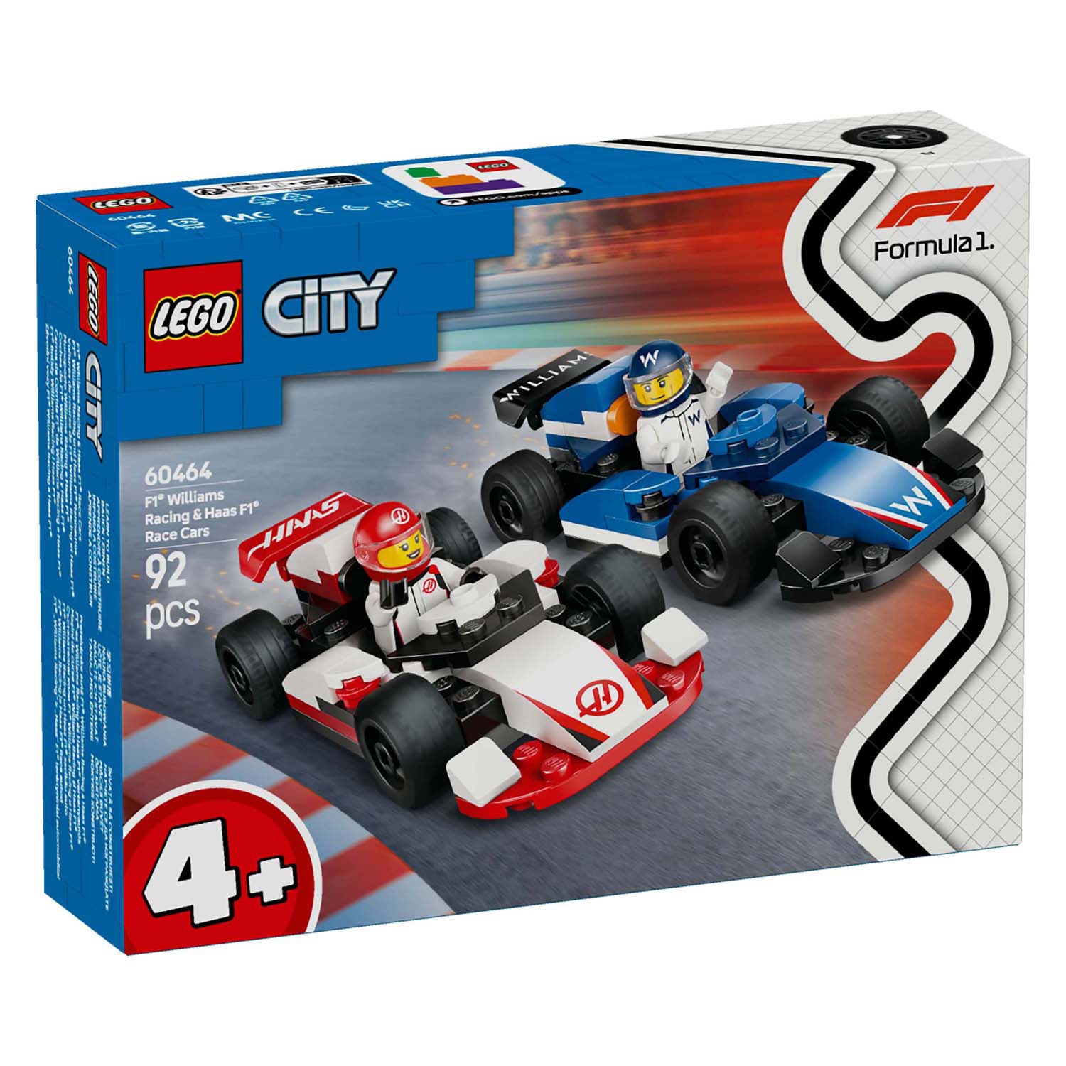Lego city 60464 f1 williams racing en haas f1 racewagens
