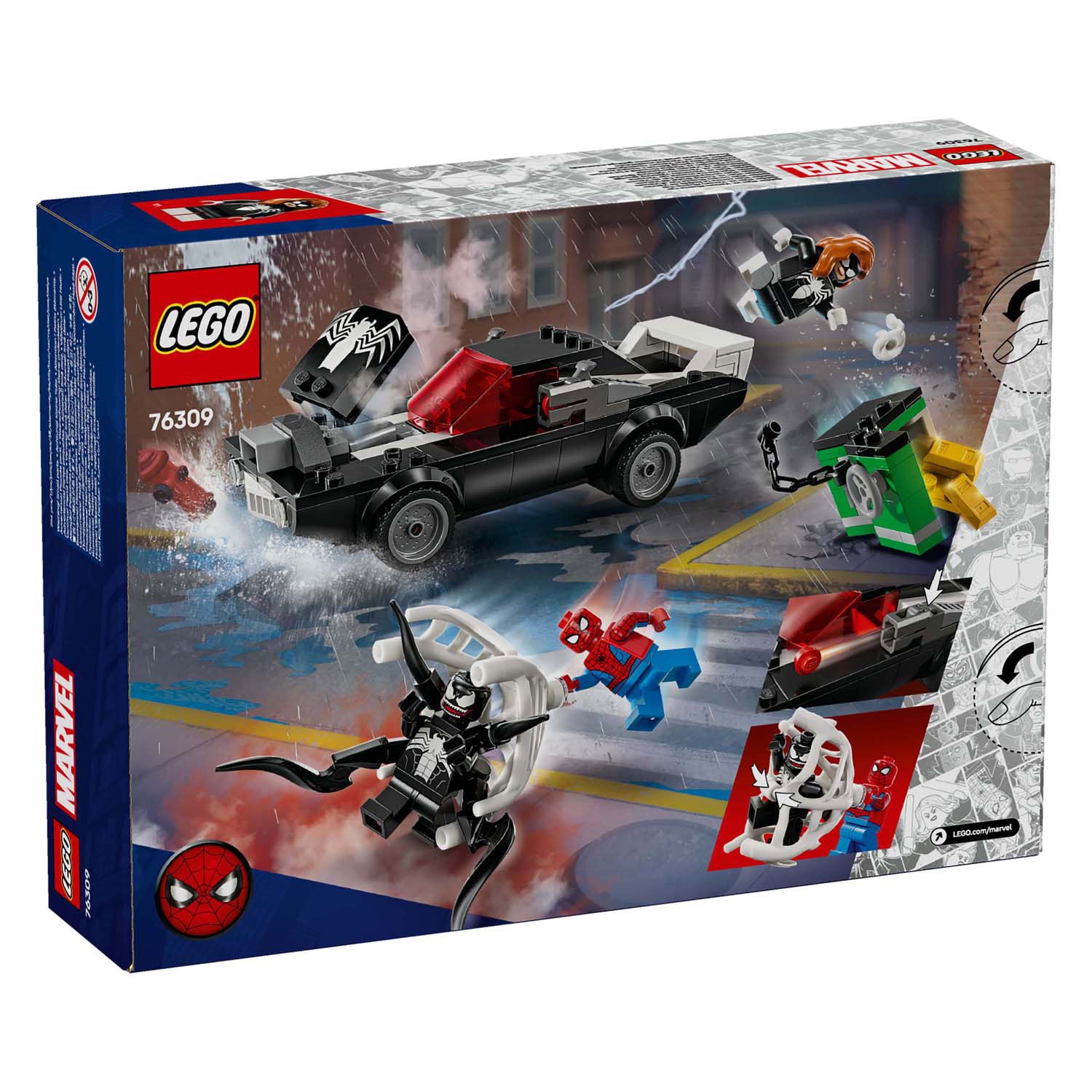 Lego super heroes 76309 spider-man vs. venoms klassieke auto