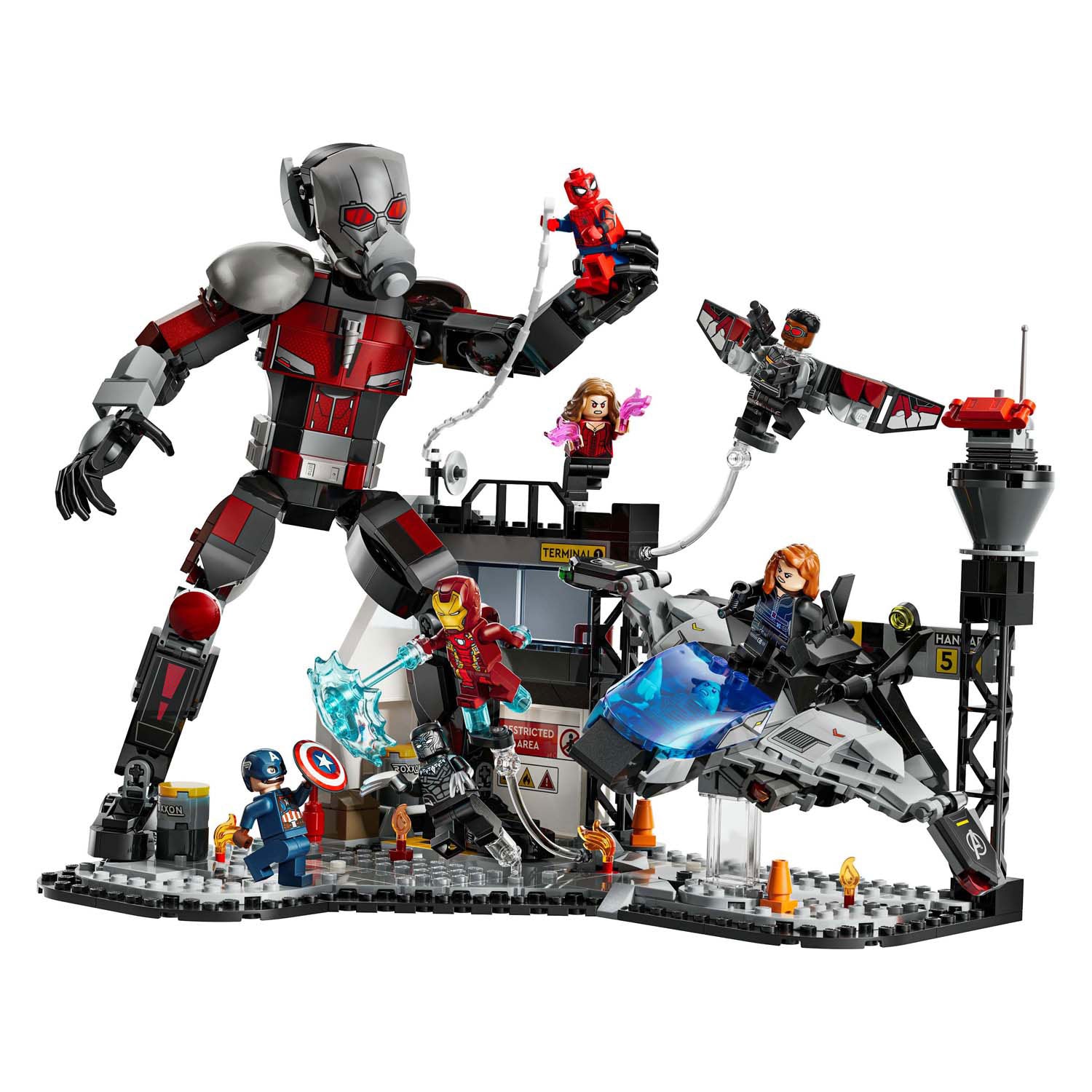 Lego superhelden 76314 captain america burgeroorlog actiescene