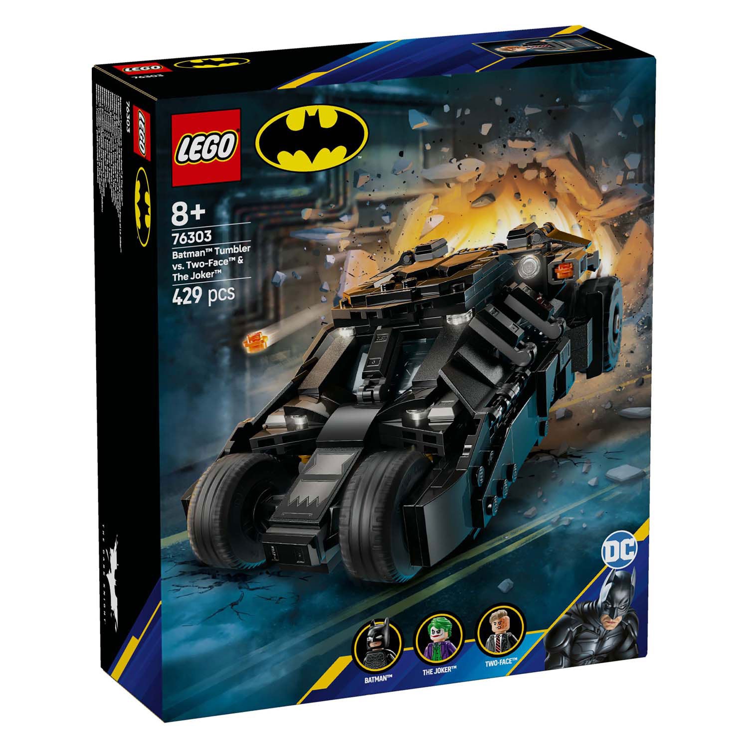 Lego dc 76303 batman tumbler vs. two-face en the joker