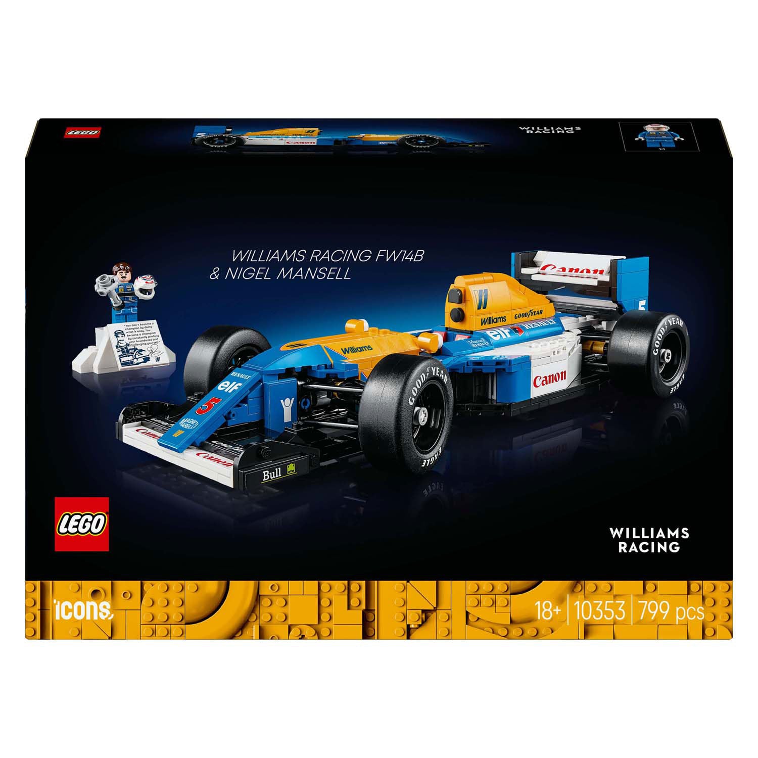 Lego icons williams racing fw14b en nigel mansell formule 1 auto - 10353