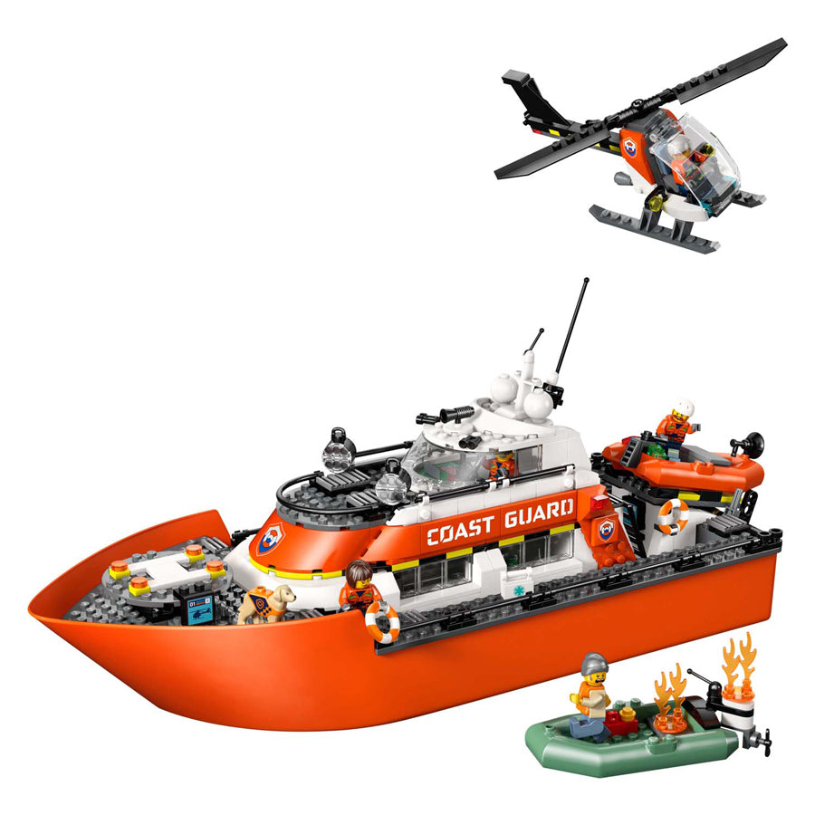 Lego city 60504 kustwacht reddingsboot met helikopter
