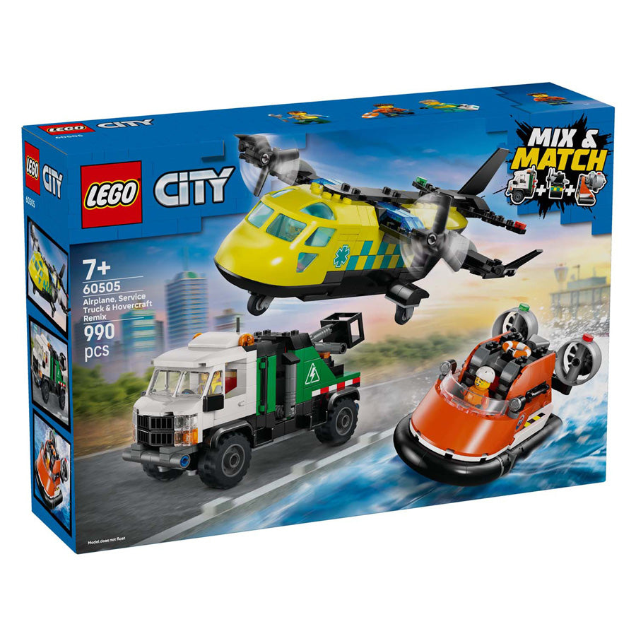 Lego city great vehicles 60505 vliegtuig, servicewagen en hovercraft remix