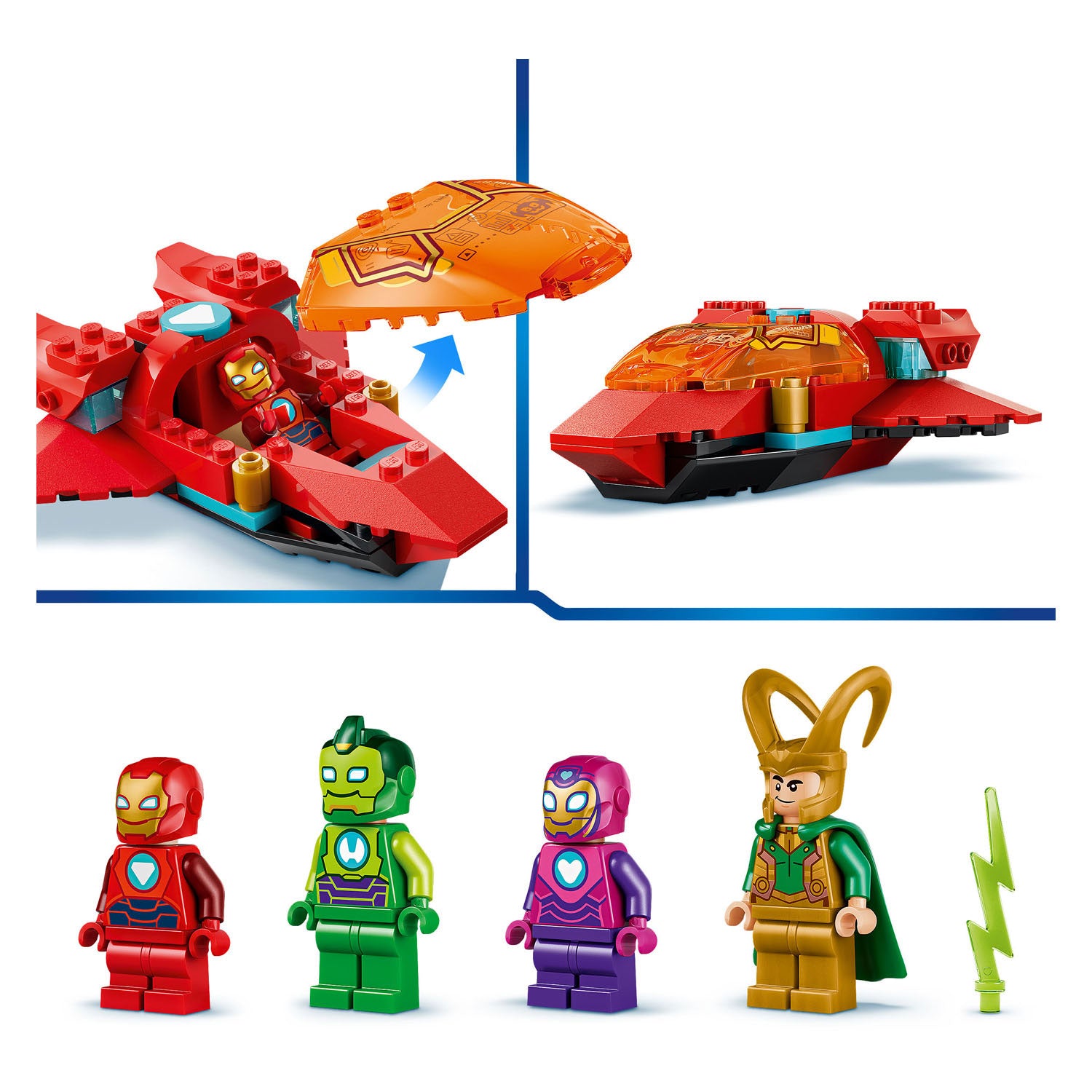 Lego ® ǀ marvel iron man en zijn fantastische vriendjes loki tegen team iron man - cadeau voor kinderen vanaf 4 jaar - 11211