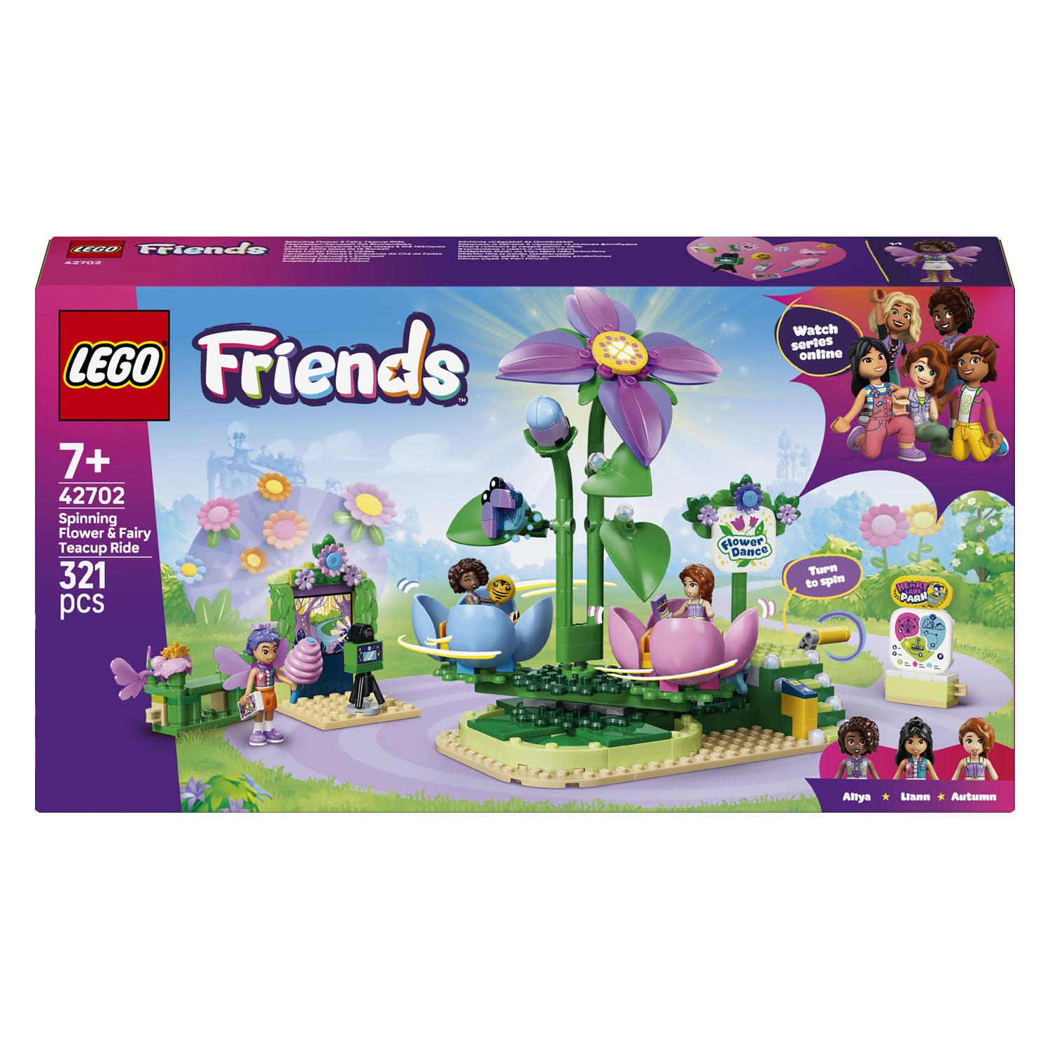 Lego friends draaiende theekopjesattractie met bloementhema speelgoed voor kinderen vanaf 7 jaar 42702