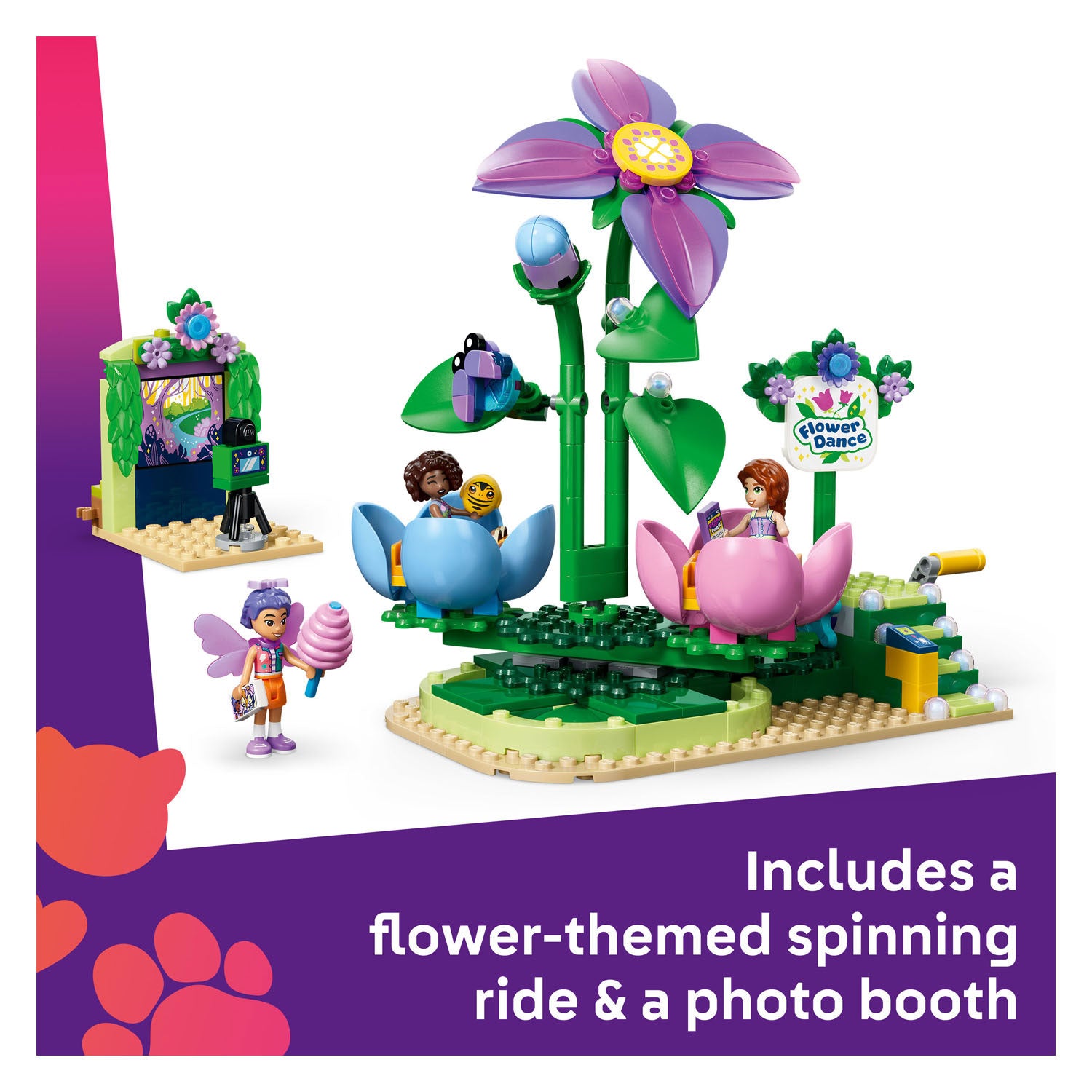 Lego friends draaiende theekopjesattractie met bloementhema speelgoed voor kinderen vanaf 7 jaar 42702