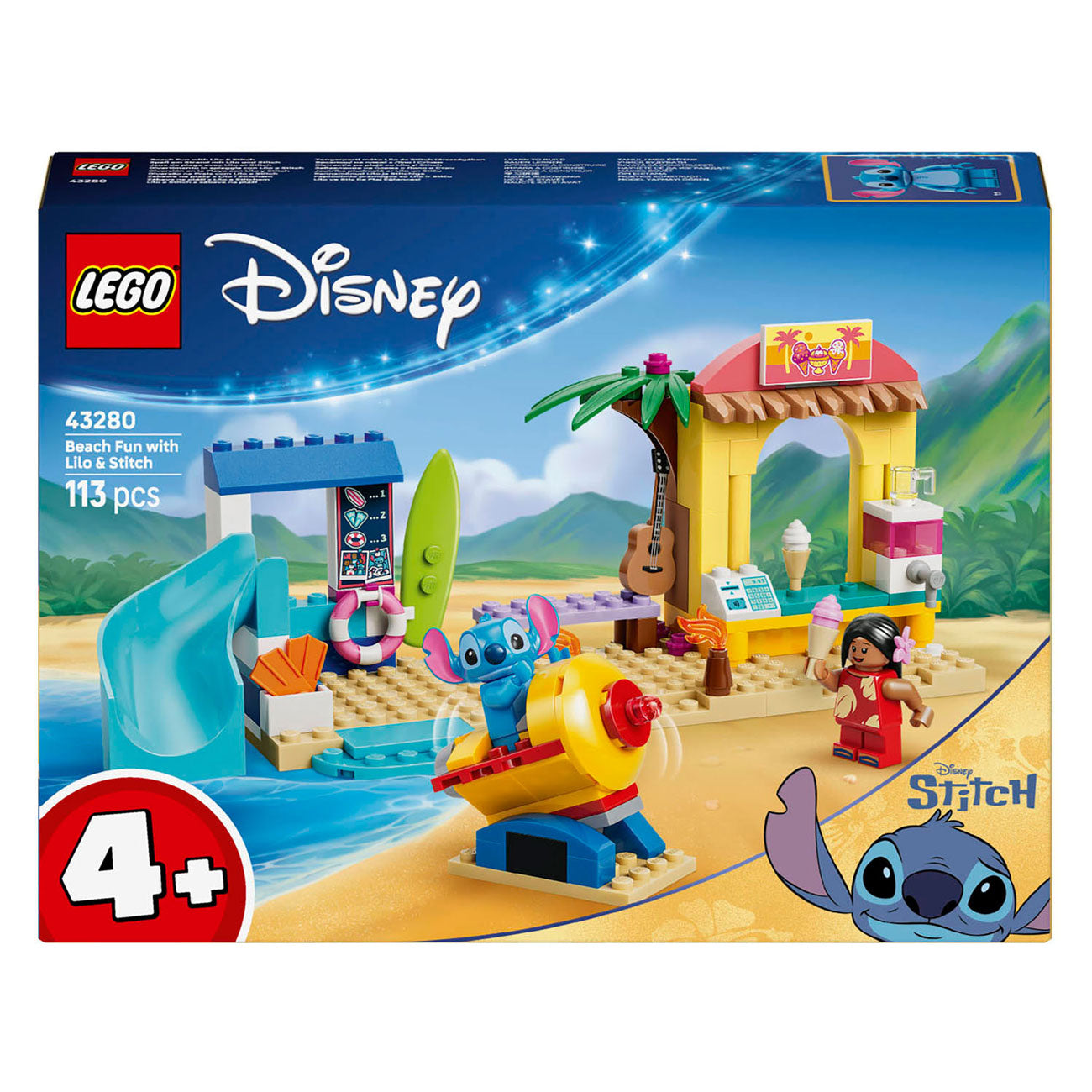 Lego ǀ disney strandplezier met lilo en stitch bouwbaar speelgoed voor kinderen en decoratie 43280