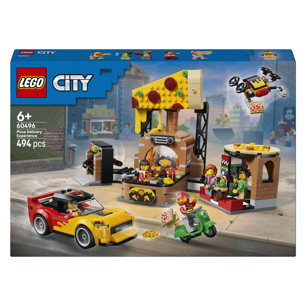 Lego city pizzacentrale met voertuigen pizza speelgoed voor kinderen 60496