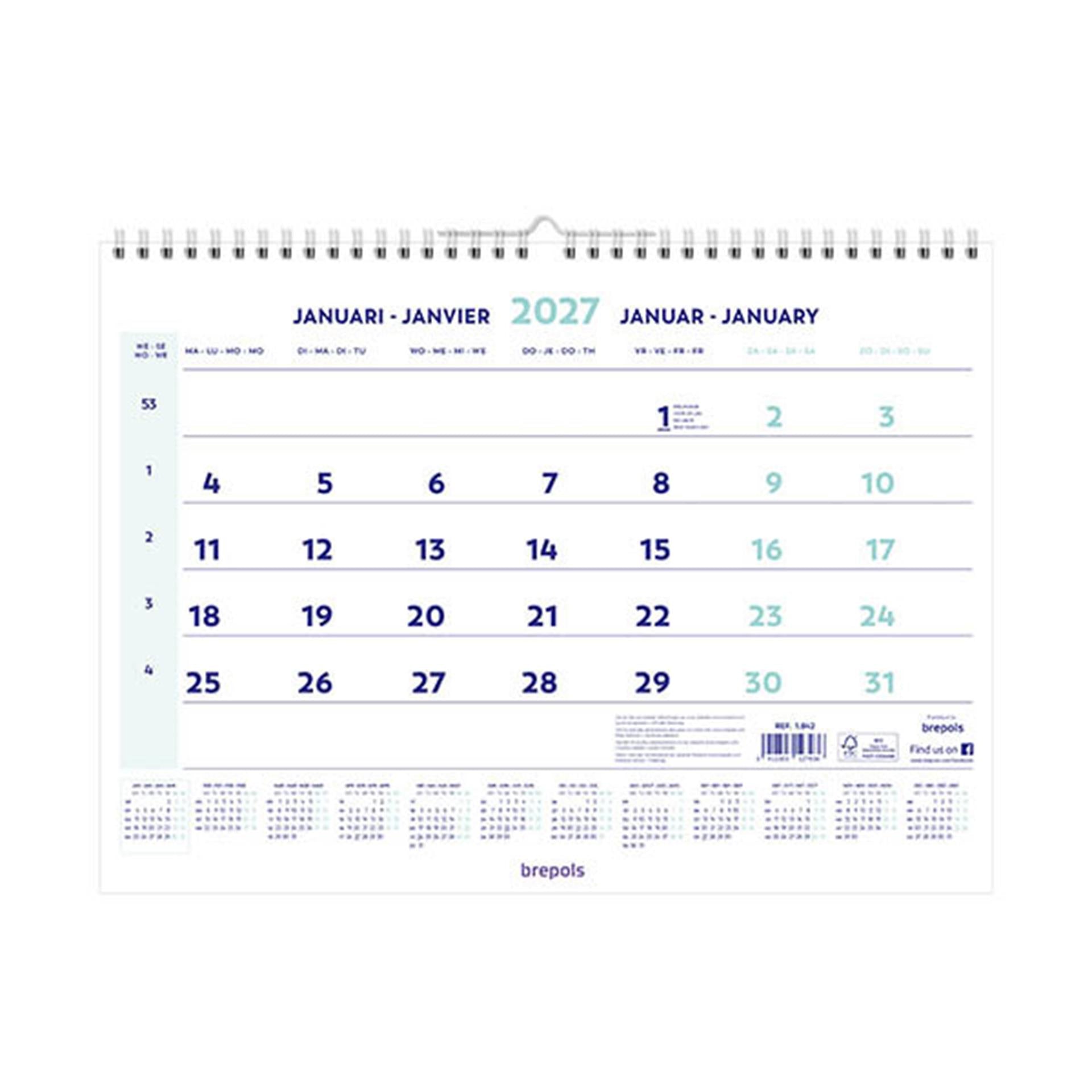 Brepols maandkalender 2026 46x31cm