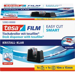 Plakbandhouder tesa easy cut smart - tesafilm crystal clear zwart