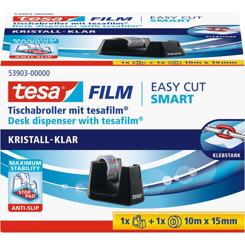 Tesa plakbandhouder easy cut smart - film crystal clear zwart